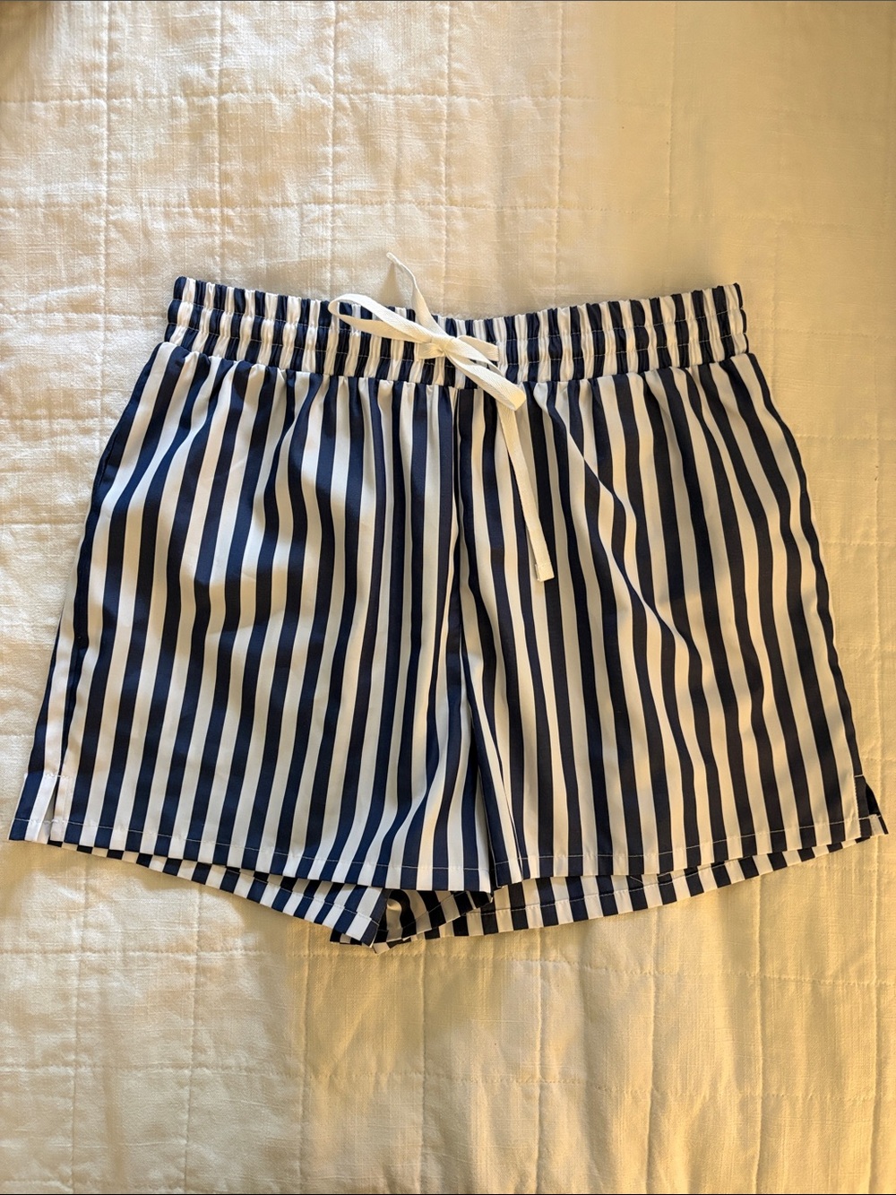 High-Waist Navy and White Striped Women's Shorts